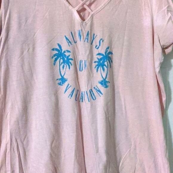 14 16 Lane Bryant always on vacation top t-shirt pale pink see desc summer beach - Picture 2 of 5